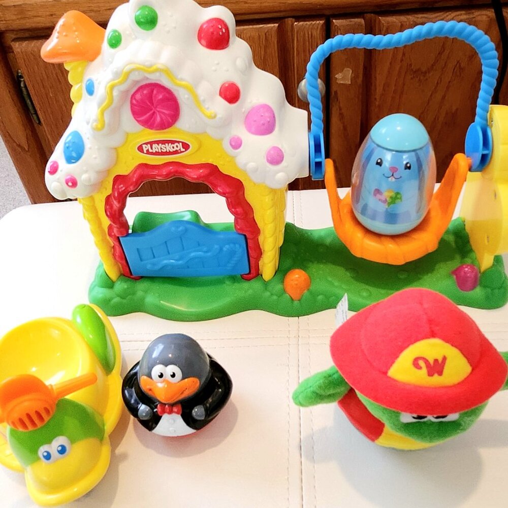 Lot Of Toys Playskool Playground Swing, Blue Weeble, Weeble Penguin